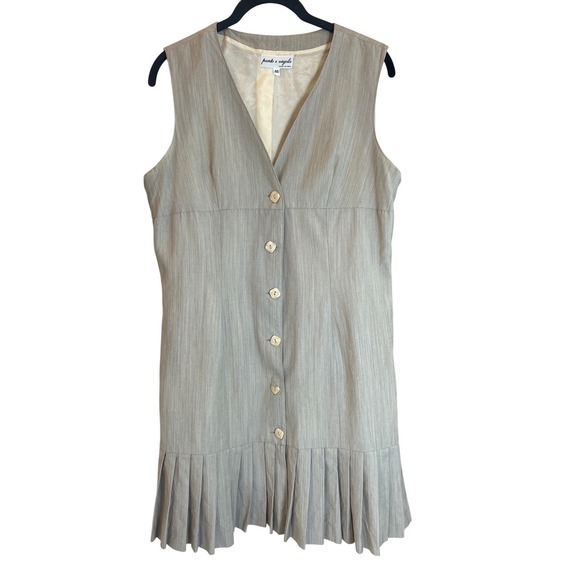 Punto e Virgola Dresses & Skirts - Punto e Virgola Grey Wool Button Front Pleated Drop Waist Mini Dress Italy 46